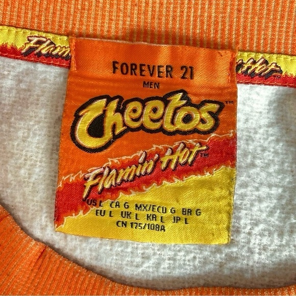 Cheetos Flamin' Hot Forever 21 Pullover Sweatshirt Retro Orange Black Size Large - Picture 7 of 8